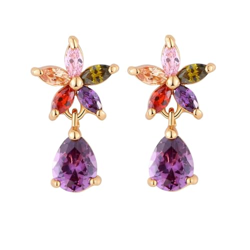 AMDXD Damenohrringe 14 Karat Rotgold 585, Blumen Ohrhänger mit Amethyst Bunt Tropfenschliff, 14K Rosegold Amethyst Rosa Kristall Granat Citrine Damen Ohrstecker Echt Goldschmuck AMDXD Damenohrringe 14 Karat Rotgold 585, Blumen Ohrhänger mit Amethyst Bunt Tropfenschliff, 14K Rosegold Amethyst Rosa Kristall Granat Citrine Damen Ohrstecker Echt Goldschmuck von AMDXD