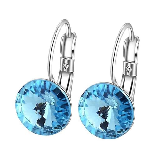 AMDXD Echt Frauen Ohrringe 750 Weißgold, Klassiker Creolen mit Labor Erstellt Saphir Blau, Schmuck Damen Ohrringe 18K von AMDXD