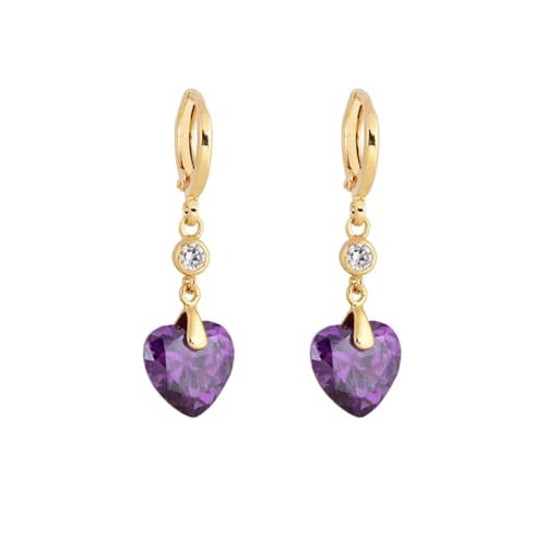 AMDXD Echt Gold Ohrstecker Gold 750 18K, Hoop Creole Herz Ohrhänger mit Amethyst Lila Herzschliff, Moissanit Ohrringe Jugendstil Gelbgold Au750 AMDXD Echt Gold Ohrstecker Gold 750 18K, Hoop Creole Herz Ohrhänger mit Amethyst Lila Herzschliff, Moissanit Ohrringe Jugendstil Gelbgold Au750 von AMDXD