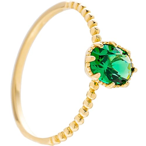 AMDXD Echt Gold Partnerringe 9 Karat Gelbgold, Klassiker Pärchen Ringe mit Tsavorite Grün Ovalschliff, Trauringe Au 375, Gr.62 (19.7) von AMDXD