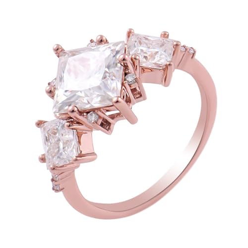 AMDXD Echt Gold Ring 18 Karat Au750 Rose Gold, Klassiker Eheringe mit Moissanit Oval Form, Damen Antragsring Trauringe 18K Rosegold von AMDXD