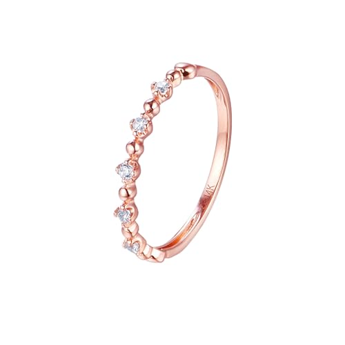 AMDXD Echt Gold Ring 375 Rose Gold, Klassiker Hochzeitsring mit Moissanit Oval Form, Damen Trauringe 9K Gold Freundschaftsringe von AMDXD