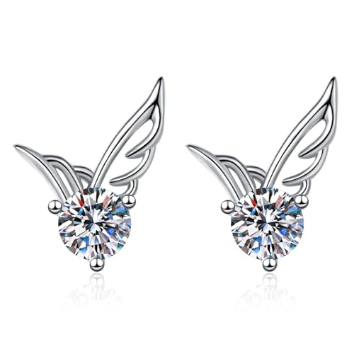 AMDXD Echt Gold Schmuck Damen Ohrstecker 14 Karat Weißgold 585, Engel Flügel Ohrstecker mit Moissanit, Ohrringe 14K Gold AMDXD Echt Gold Schmuck Damen Ohrstecker 14 Karat Weißgold 585, Engel Flügel Ohrstecker mit Moissanit, Ohrringe 14K Gold von AMDXD