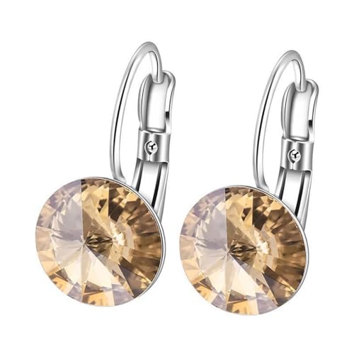 AMDXD Echt Gold Schmuck Ohrringe Weißgold 14K, Klassiker Creolen mit Citrin Gelb, Ohrringe Hängend Au585 Gold von AMDXD