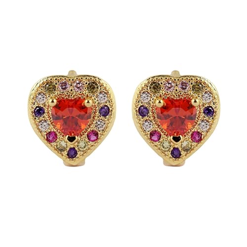 AMDXD Echt Goldschmuck Ohrringe Gelbgold Au750 18K, Herz Creolen mit Zimtstein Rot Herzschliff, Moissanit Rosa Kristall Frauen Ohrringe 750 Gold AMDXD Echt Goldschmuck Ohrringe Gelbgold Au750 18K, Herz Creolen mit Zimtstein Rot Herzschliff, Moissanit Rosa Kristall Frauen Ohrringe 750 Gold von AMDXD