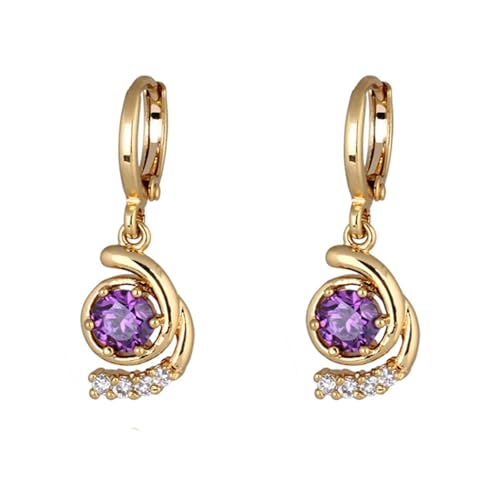 AMDXD Echt Goldschmuck Ohrstecker Damen Au585 Gold, Klassiker Ohrhänger mit Amethyst Lila, Moissanit Ohrstecker Frauen 14K Gelbgold AMDXD Echt Goldschmuck Ohrstecker Damen Au585 Gold, Klassiker Ohrhänger mit Amethyst Lila, Moissanit Ohrstecker Frauen 14K Gelbgold von AMDXD