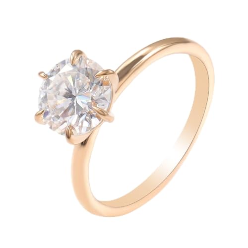 AMDXD Echt Goldschmuck Ring Gelbgold 375 9 Karat, Solitärring Verlobungsring mit Moissanit 2ct I-J Oval Form, Damen Hochzeitsring 9K Gold Partnerringe von AMDXD