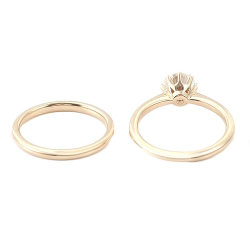 AMDXD Echt Goldschmuck Ringe 9K Rose Gold 375, Solitär 2 Ring Set Klassiker Hochzeitsring mit Moissanit 2ct Oval Form, Damen Partnerringe Freundschaftsringe Au375 Rosegold von AMDXD