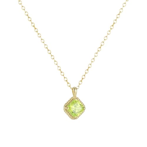 AMDXD Echt Kette Damen Jahrestag 9K Au375 Gold, Anhänger Damenkette Klassiker mit Peridot Quadratschliff Grün, Halskette Frauen Gelbgold 375, 40+5CM AMDXD Echt Kette Damen Jahrestag 9K Au375 Gold, Anhänger Damenkette Klassiker mit Peridot Quadratschliff Grün, Halskette Frauen Gelbgold 375, 40+5CM von AMDXD