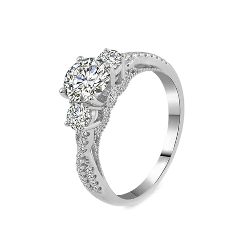 AMDXD Echte Goldschmuck Ringe Sterling 925er Silber, Klassiker Hochzeitsband mit Moissanit 1.5ct Oval Form, Moissanit Bandringe Freundschaftsringe Sterlingsilber Damen von AMDXD