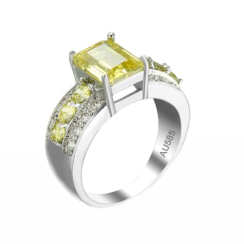 AMDXD Echte Goldschmuck Trauringe 14 Karat Weißgold, Breiter Ring Freundschaftsringe Gelb, 14K Gold Moissanit Ring, Gr.65 (20.7) von AMDXD