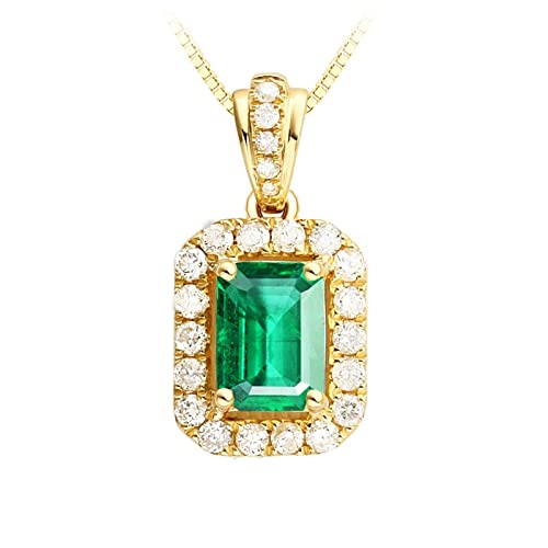 AMDXD Echter Schmuck, Frauen Kette Gold 750, 1.8ct Smaragd Kette mit Anhänger Quadrat Diamant Kette Gold mit Diamant, Kettenlänge 45+5cm Goldkette, Hauptstein VVS Clarity AMDXD Echter Schmuck, Frauen Kette Gold 750, 1.8ct Smaragd Kette mit Anhänger Quadrat Diamant Kette Gold mit Diamant, Kettenlänge 45+5cm Goldkette, Hauptstein VVS Clarity von AMDXD