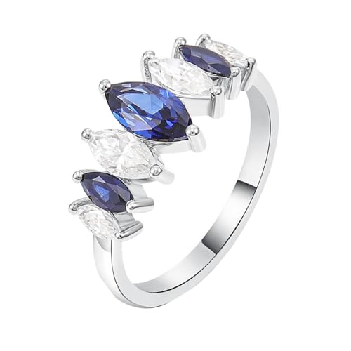 AMDXD Echter Schmuck Ringe Weißgold 375 9K, Klassiker Eheringe mit Labor Erstellt Saphir Blau Oval Form, Moissanit Trauringe Au375 Gold Verlobungsring Damen von AMDXD