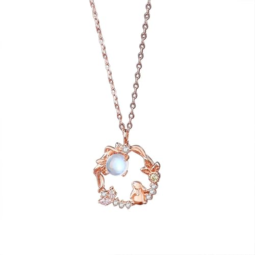 AMDXD Echtes Damen Halsketten 18K Rotgold, Damenkette Anhänger Kaninchen Girlanden mit Mondstein Rundschliff Weiß, Kette Frauen mit Moissanit Au750 Rosegold, 40+5CM AMDXD Echtes Damen Halsketten 18K Rotgold, Damenkette Anhänger Kaninchen Girlanden mit Mondstein Rundschliff Weiß, Kette Frauen mit Moissanit Au750 Rosegold, 40+5CM von AMDXD
