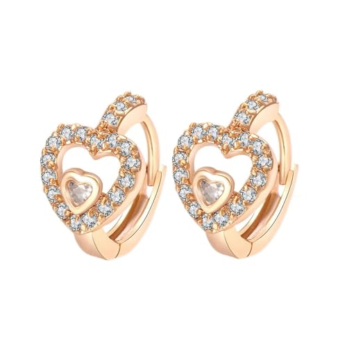 AMDXD Echtes Ohrringe Frauen Gelbgold Au375 9K, Hoop Creole Herz Creolen mit Moissanit, Ohrringe Boho 375 Gold AMDXD Echtes Ohrringe Frauen Gelbgold Au375 9K, Hoop Creole Herz Creolen mit Moissanit, Ohrringe Boho 375 Gold von AMDXD