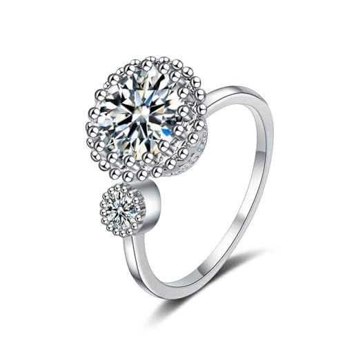 AMDXD Echtes Partnerringe 9K Weißgold 375, Klassiker Pärchen Ringe mit Labor Erstellt Diamant, Trauringe Diamantring Au375 Gold, Gr.47 (15.0) von AMDXD