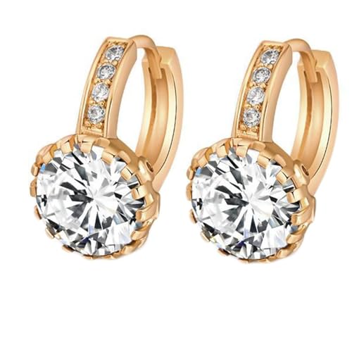 AMDXD Echtgold Schmuck Damen Ohrstecker 18 Karat 750 Gelbgold, Klassiker Creolen mit Moissanit, Moissanit Ohrstecker Damen Vintage 18K Gold von AMDXD