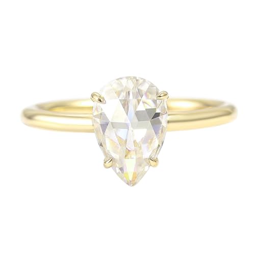 AMDXD Echtgold Schmuck Ring 18K Gold Au750, Solitärring Ringe Verlobung Ringe mit Diamant Oval Form, Damen Ring Hochzeit Gelbgold Au750 Eheringe Vintage von AMDXD