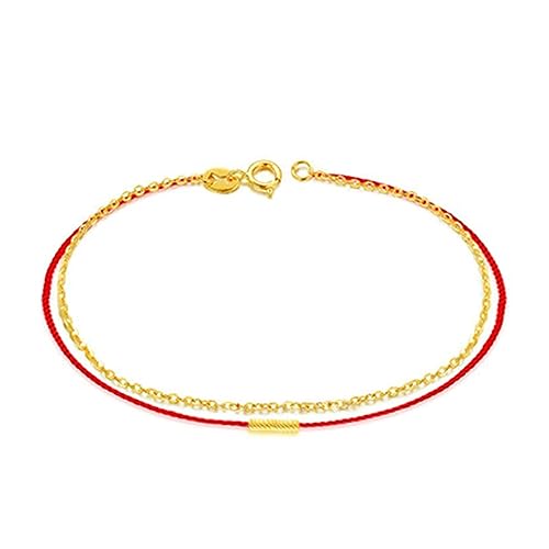 AMDXD Echtschmuck Armband, Armband Charms Gelbgold Au750 18K Rotes Seil Gliederarmband Damen 18cm von AMDXD