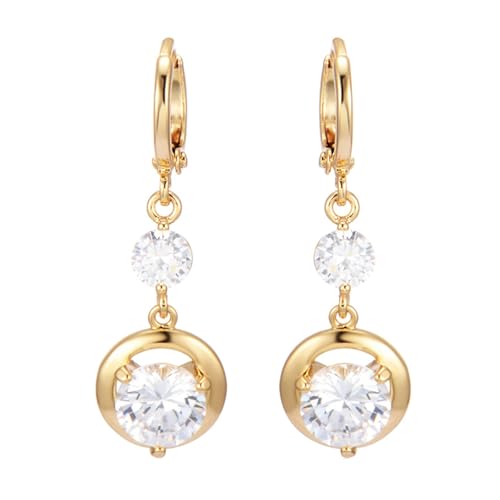 AMDXD Echtschmuck Frauen Ohrringe 9 Karat 375 Gelbgold, Klassiker Ohrhänger mit Moissanit, Moissanit Damen Ohrstecker Klein 9K Gold von AMDXD