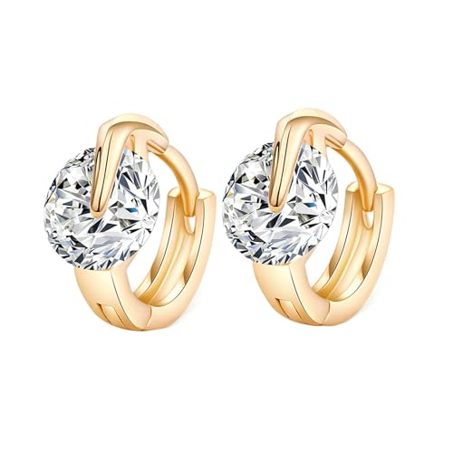 AMDXD Echtschmuck Frauen Ohrringe Gold 18K, Klassiker Creolen mit Moissanit, Ohrringe Hängend Au 750 von AMDXD