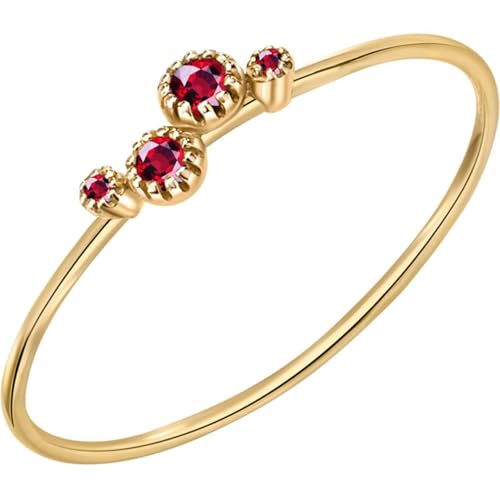 AMDXD Echtschmuck Partnerringe Gold Au375 9 Karat, Klassiker Pärchen Ringe mit Rubin Rot, Solitärring 9K Gelbgold, Gr.62 (19.7) von AMDXD