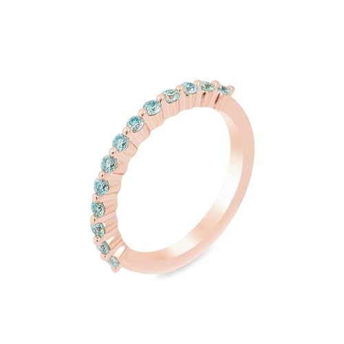 AMDXD Echtschmuck Ringe Rose Gold 18K 750, Klassiker Bohrer Stein Ringe Verlobungsringe mit Moissanit Blau Grün Oval Form, Damen Eheringe Modern Rosegold Au750 Trauringe Vintage von AMDXD