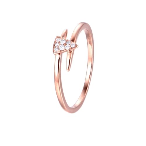 AMDXD Echtschmuck Ringe Rose Gold 9K 375, Dreieck Klassiker Hochzeitsring mit Moissanit Oval Form, Damen Verlobungsring Rosegold Au375 Partnerringe von AMDXD