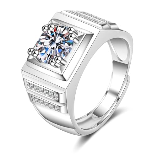 AMDXD Echtschmuck Verlobungsring 18 Karat Au750 Weißgold, Breite Ring Trauringe mit Labor Erstellt Diamant, Partnerringe Diamantring 18K Gold, Gr.62 (19.7) von AMDXD