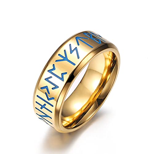 AMDXD Edelstahl Herren Verlobungsring, Pärchenringe Herren Ringe Wikinger-Symbol für Männer, Gold, Gr.67 (21.3) von AMDXD