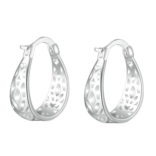 AMDXD Frauen Ohrringe 14 Karat Weißgold Au585, Hoop Creole Filament Creolen, 14K Gold Ohrringe Frauen Echt Schmuck von AMDXD