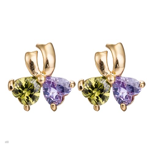 AMDXD Frauen Ohrringe 14K Gelbgold 585, Herz Bowknot Ohrstecker mit Amethyst Granat Bunt Herzschliff, Au585 Gold Damen Ohrstecker Echte Goldschmuck AMDXD Frauen Ohrringe 14K Gelbgold 585, Herz Bowknot Ohrstecker mit Amethyst Granat Bunt Herzschliff, Au585 Gold Damen Ohrstecker Echte Goldschmuck von AMDXD
