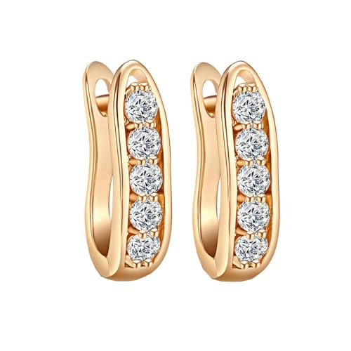 AMDXD Frauen Ohrringe Gelbgold 14K, U Creolen mit Moissanit, Au 585 Ohrringe Echter Schmuck von AMDXD