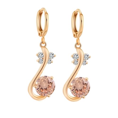AMDXD Gelbgold 14K Au585 Schmuck Damen Ohrringe Echt, Schmetterling Ohrhänger mit Citrin Champagner, 585 Gold Moissanit Ohrstecker Nickelfrei von AMDXD
