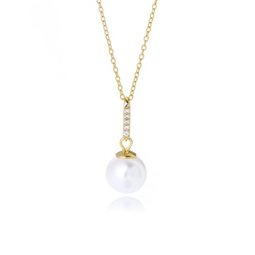 AMDXD Gelbgold 750 18K Damen Kette Vintage, Klassiker Anhänger Damenkette mit Perle Rundschliff Weiß, Echt Halsketten für Frauen Au750 Gold, 40+5CM AMDXD Gelbgold 750 18K Damen Kette Vintage, Klassiker Anhänger Damenkette mit Perle Rundschliff Weiß, Echt Halsketten für Frauen Au750 Gold, 40+5CM von AMDXD