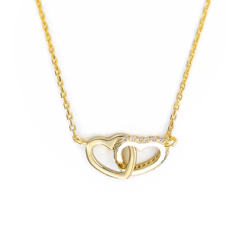 AMDXD Gelbgold Au750 Ketten Damen Modeschmuck, Herz Anhänger Damenkette mit Labor Erstellt Diamant Brillantschliff Weiß, Echt Goldschmuck Frauen Halskette Geschenk 18K Gold, 40+5CM AMDXD Gelbgold Au750 Ketten Damen Modeschmuck, Herz Anhänger Damenkette mit Labor Erstellt Diamant Brillantschliff Weiß, Echt Goldschmuck Frauen Halskette Geschenk 18K Gold, 40+5CM von AMDXD