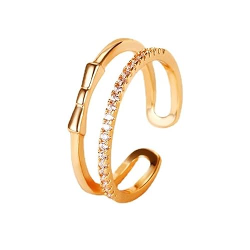 AMDXD Gold Au585 Trauringe Echte Goldschmuck, Hohl Bowknot Pärchen Ringe mit Labor Erstellt Diamant, 14K Gelbgold Freundschaftsringe Diamantring, Gr.60 (19.1) von AMDXD