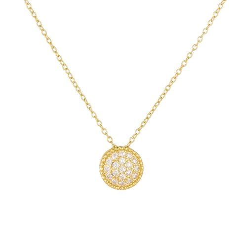 AMDXD Gold Au750 18K Damen Ketten, Kreis Damenkette Anhänger mit Labor Erstellt Diamant Rundschliff Weiß, Echt Gold Frauen Halskette Gelbgold 750, 40+5CM von AMDXD