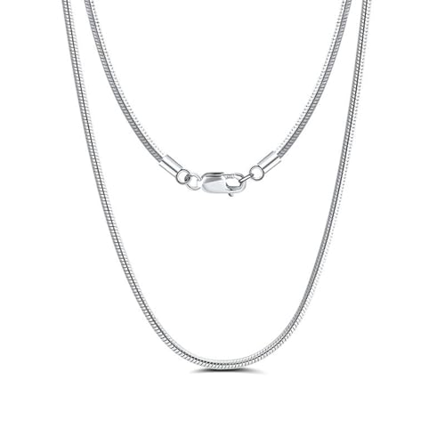 AMDXD Halskette 925 Silber Damen, 925er Sterling Silber Anhänger Halskette 1mm Schlangenkette, Silber Halskette Damen Modeschmuck, 60CM von AMDXD