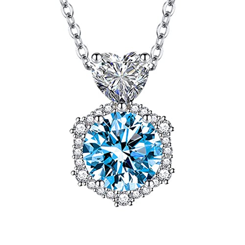 AMDXD Halskette Damen Hochzeit, Zirkonia Blau Halsketten für Frauen Klassiker Herz Design, Blau Halskette von AMDXD