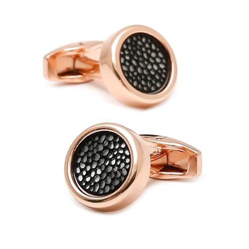 AMDXD Hemd Manschettenknöpfe, Rund Cufflinks for Men, Rose Gold Manschettenknöpfe für Unternehmen von AMDXD