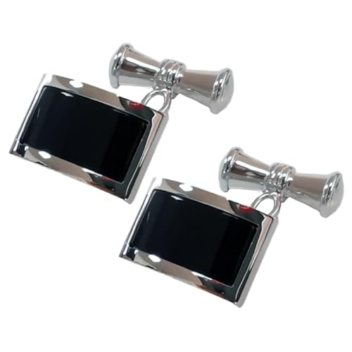 AMDXD Hemd Manschettenknöpfe Herren, Onyx Kette Cufflinks Wedding, Silber Schwarz Manschettenknöpfe Hochzeitsgeschenke von AMDXD