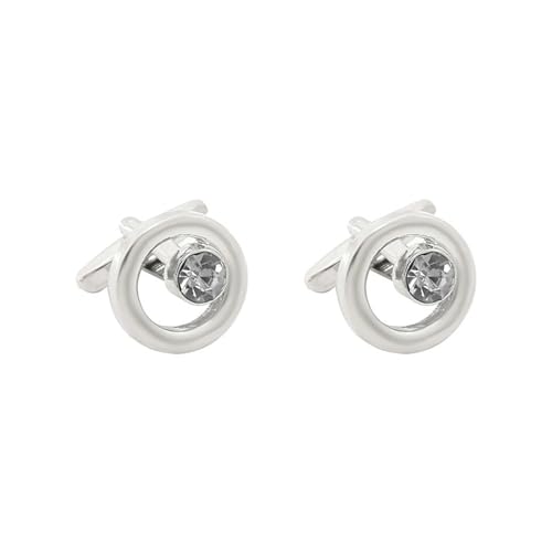 AMDXD Hemd für Manschettenknöpfe, Klassiker Cufflinks Wedding mit Zirkonia, Silber Manschettenknöpfe für Anzug Hemd Hochzeit Business Graduation Gift von AMDXD