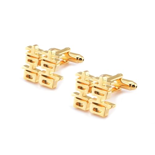 AMDXD Hemd für Manschettenknöpfe Herren Slim Fit, Chinesisches Wort Cufflinks for Men, Gold Manschettenknöpfe für Unternehmen von AMDXD