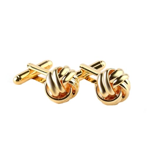 AMDXD Hemd für Manschettenknöpfe Herren Slim Fit, Verdrehte Cufflinks Wedding, Gold Manschettenknöpfe für Anzug Hemd Hochzeit Business Graduation Gift von AMDXD