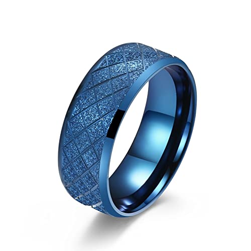 AMDXD Herren Freundschaftsringe Edelstahl, Bandring Eheringe Gitter für Männer, Blau, Gr.54 (17.2) von AMDXD