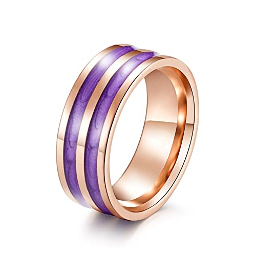 AMDXD Herren Freundschaftsringe in Edelstahl, Herren Ringe Pärchenringe Rose Gold für Männer, Lila, Gr.57 (18.1) von AMDXD