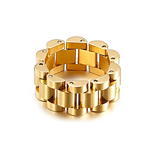 AMDXD Herren Ringe aus Edelstahl, Uhrarmband Form Klassisch Ringe Bandringe Punk Modeschmuck Geschenkidee für Männer Gr.60 (19.1), Gold von AMDXD