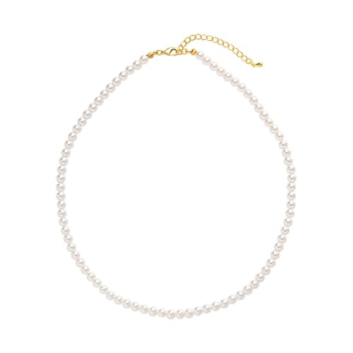 AMDXD Ketten Damen Modeschmuck, Perle Anhänger Halskette Bead-Kette, Damen Vergoldet Edelstahlkette mit Anhänger Damen mit Perle, Gold Weiß, 47.5CM AMDXD Ketten Damen Modeschmuck, Perle Anhänger Halskette Bead-Kette, Damen Vergoldet Edelstahlkette mit Anhänger Damen mit Perle, Gold Weiß, 47.5CM von AMDXD