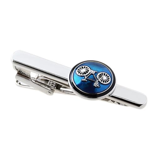 AMDXD Krawattenklammer Jugendlich, Fahrrad Krawattenklammer Hochzeit, Silber Blau Krawattenklammer Tie Clip für Anzug Hemd Hochzeit Business Graduation Gift von AMDXD